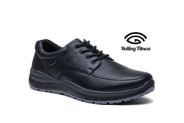 G Comfort Wide Fit Waterproof Lace-Up Shoes R-1283 | Men's Black Leather Comfort Footwear