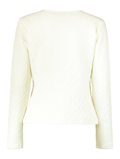 Zabaione Women’s Ab44sintha Off-White Patterned Jacket – Zip Closure Round Neck - KY-451-0032-2