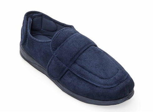 Padders Wrap 429 Men's Navy Wide-Fit Slippers - Easy-Access Velcro Closure with Memory Foam Comfort