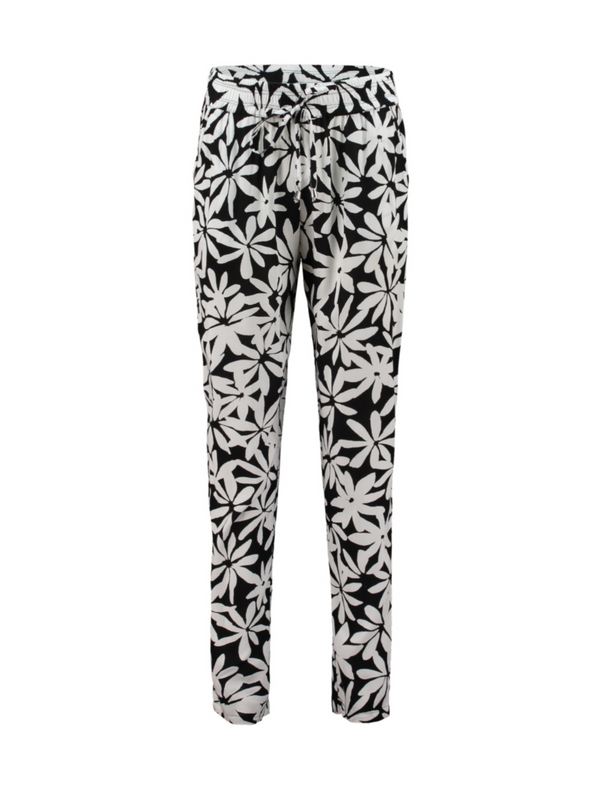 Hailys Black Flower Ri44cky EcoVero Viscose Print Trousers WIN-0915222-1A