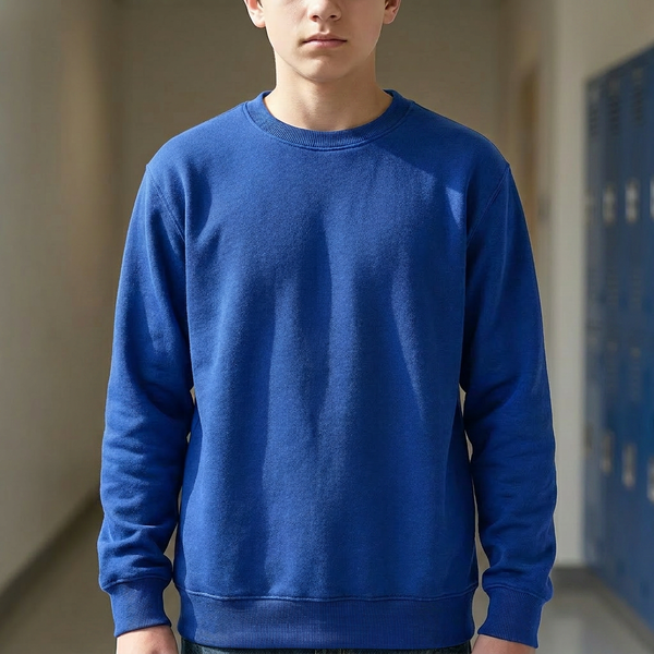 Hunter Schoolwear Royal Blue 2601 Round Neck School Sweatshirt  No Crest/Logo Plain Unisex