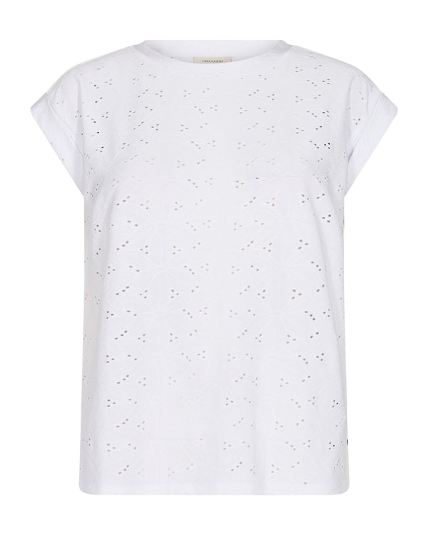 Freequent White FQBLOND Broderie Anglaise Pattern T-Shirt 216782