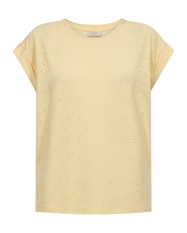 Freequent Golden Haze FQBLOND Broderie Anglaise Pattern T-Shirt 216782