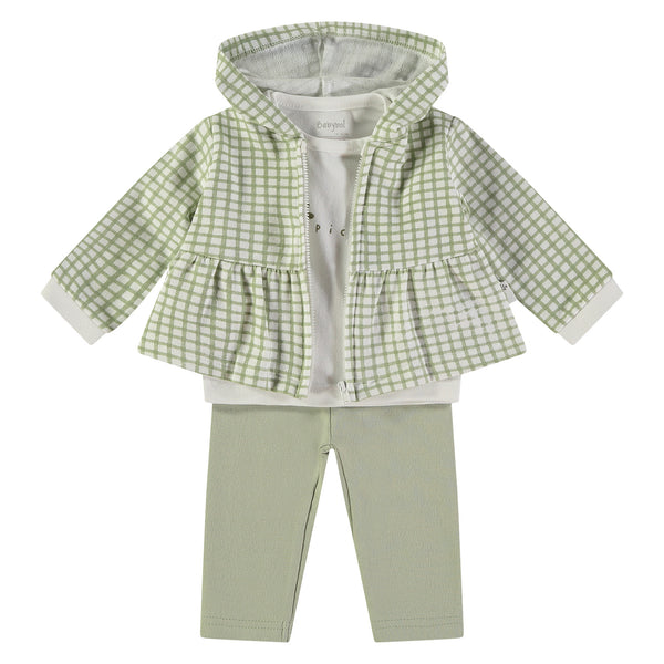 Babybol | 160060 Khaki Checked Hoodie, T-Shirt and Pants 3-Piece Set