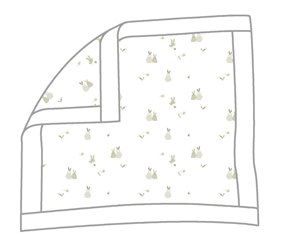 Babybol | 160250 White and Khaki Bunny Rabbit Reversible Cotton Wrap 75cm x 75cm
