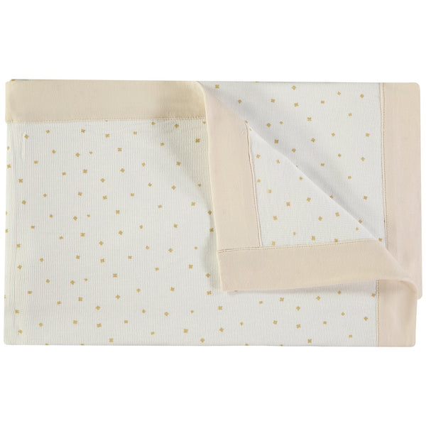 Babybol | 160255 Off-White Dotted Print Reversible Cotton Wrap with Beige Border 75cm x 75cm