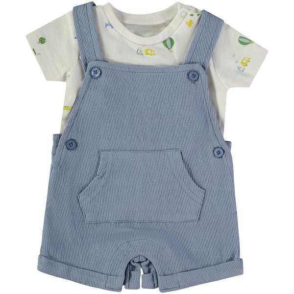 Babybol | 160862 Blue Dungarees and Playground Print T-Shirt 2-Piece Set