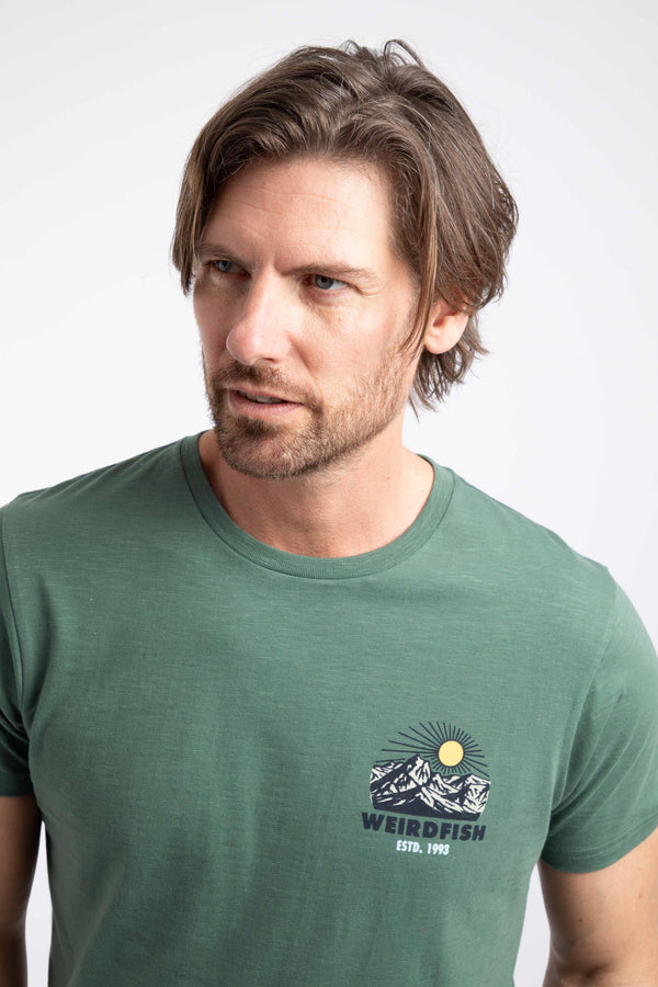 Weird Fish Mens Dusky Green Lake District Back Print Graphic T-Shirt 204034
