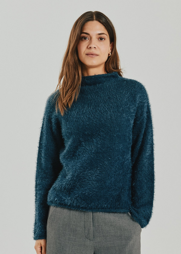 Freequent FQCAT Soft Fluffy Knit Funnel Neck Pullover 206735 MO - Moonlit Ocean