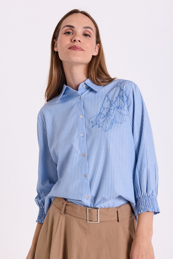 Freequent FQEVALINA Vista Blue w. Star Off White Embroidered Shirt 207661