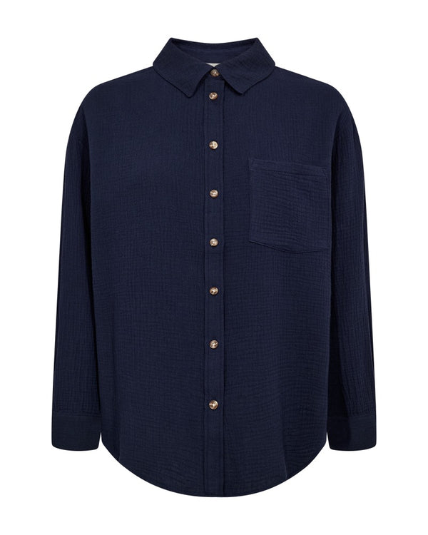 Freequent MINGO 208152 Long Sleeve Lightweight 100% Cotton Shirt in Navy Blazer