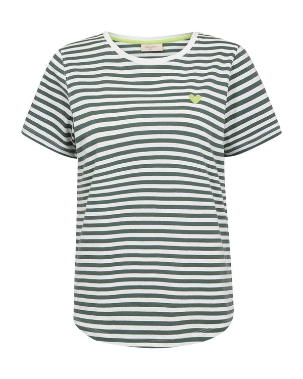 Freequent FQMIAN Star Off White / Dark Forest Organic Cotton Striped T-Shirt 208288