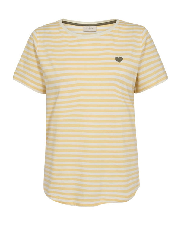 Freequent FQMIAN Star Off White / Golden Haze Organic Cotton Striped T-Shirt 208288