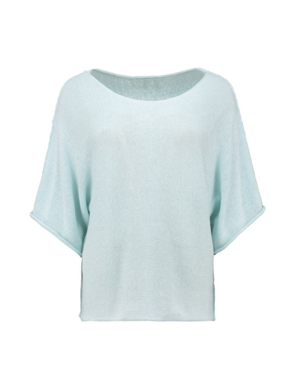 Hailys Light Blue Ki44na 3/4 Sleeve Knit Top SYF-TO2505136LBL