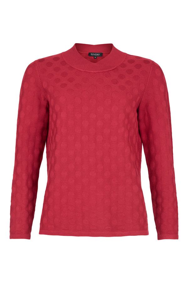Sunday Textured Dot Turtle-Neck Pullover 63306593 44 - Raspberry Red