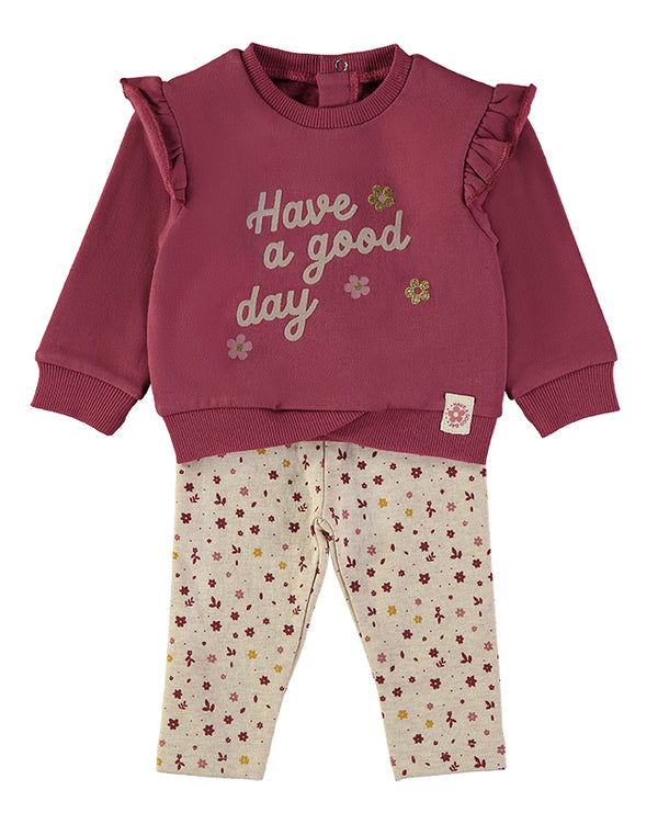Babybol | Sweat Top and Floral Pants Set 261050 - Aubergine