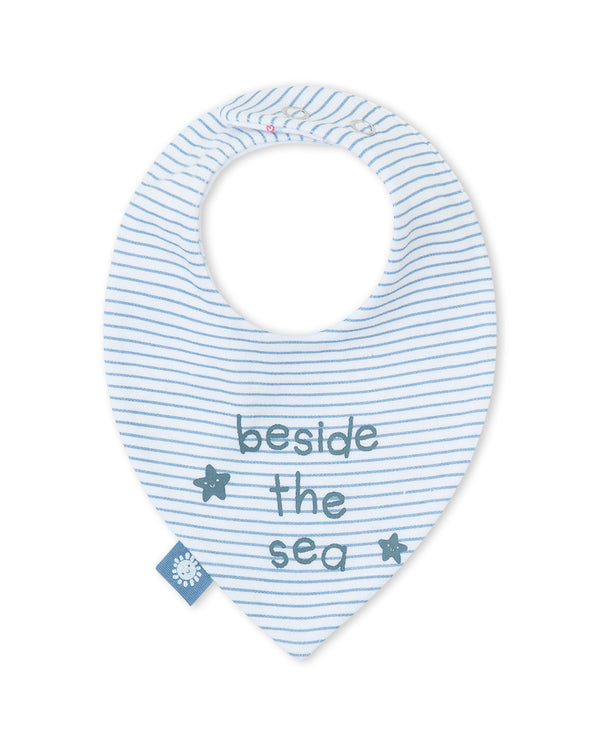 Yatsi | Baby Boy Reversible Blue & White Stripe Beside the Sea Cotton Bib - 26110322