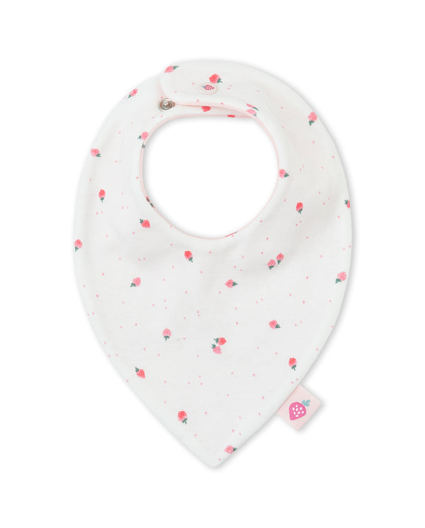Yatsi | Baby Girl Reversible White & Pink Strawberry Cotton Bib - 26110331