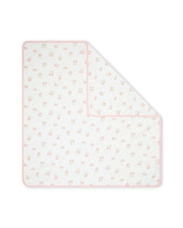 Yatsi | Baby Girl White & Pink Mouse Print Cotton Wrap - 26110354