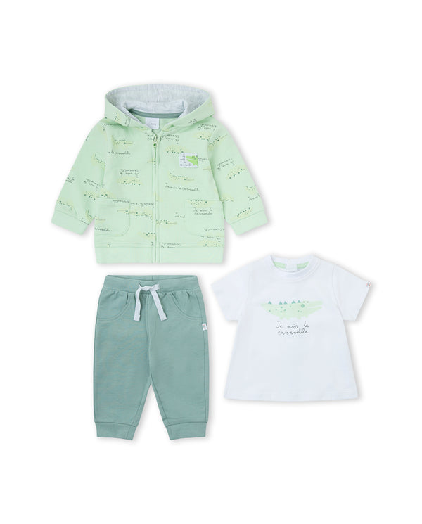 Yatsi | Baby Boy Green Crocodile 3 Piece Hooded Outfit - 261106010