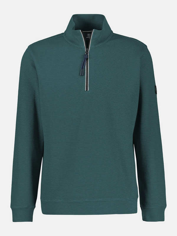 Lerros Men's 1/4 Zip Textured Cotton Sweatshirt Troyer 2624402 Soft Teal 662
