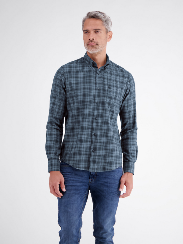 Lerros Checked Cotton Casual Long Sleeve Shirt 2691182 485 - Classic Navy