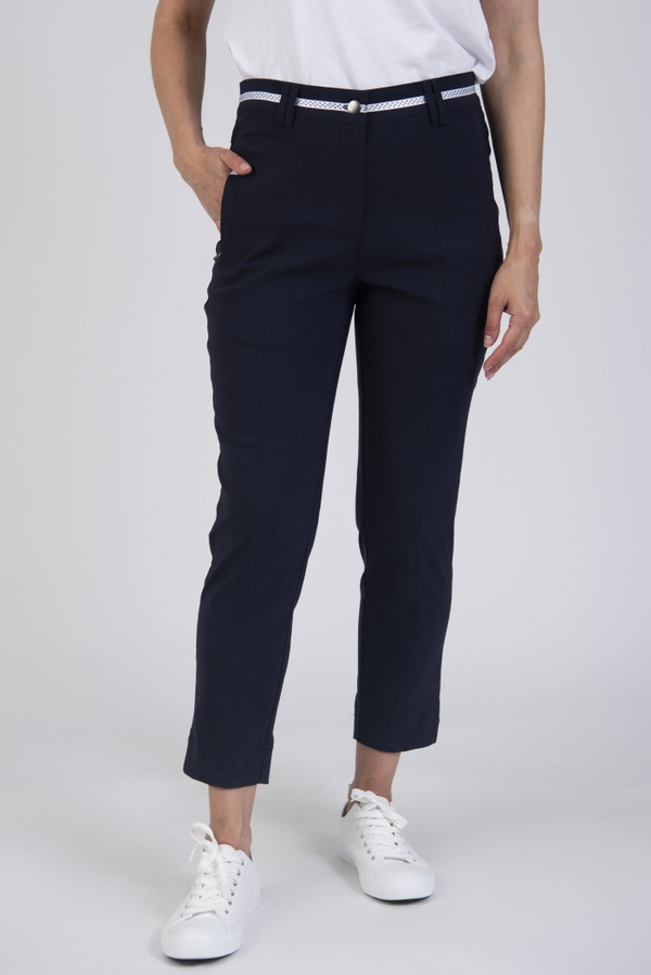 Jessica Graaf Womens Navy Cropped Jeans with Contrast Waistband Detail 31931-003