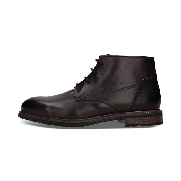 Bugatti Laced Leather Zip Boot 331-AYR31 - Dark Brown