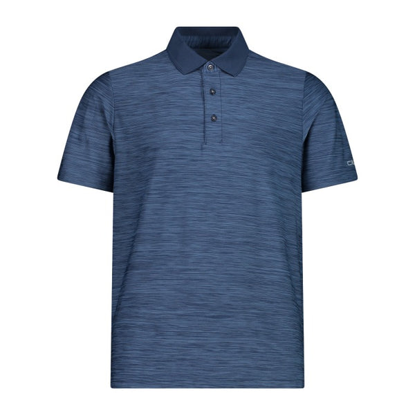 CMP Mens Black Blue Melange Technical Stretch Dry Function Polo Shirt 39T5817