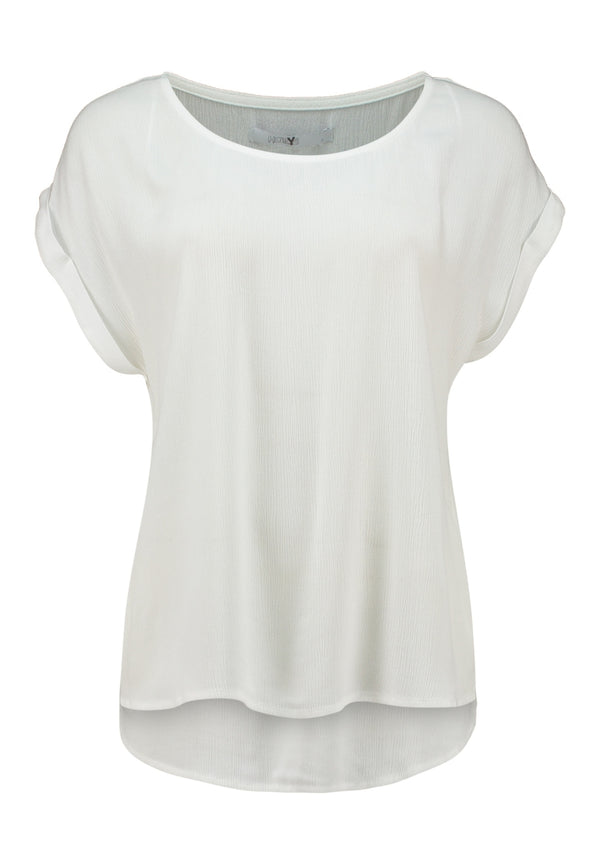 Hailys Women’s Ce44lina Off White Top – Sustainable EcoVero Viscose Short Sleeve Tee – HF-2208012-2