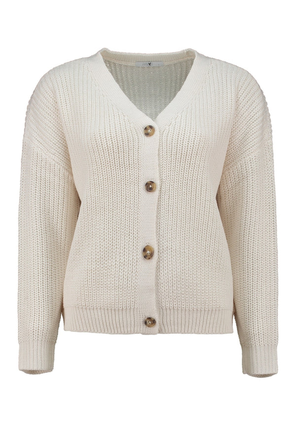 Hailys Women’s Pi44pa V-Neck Cardigan – Cream Button-Down Knit – FaYa-2011001-3