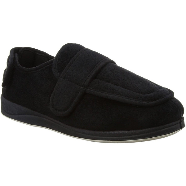 Padders Wrap 429 Men's Black Wide-Fit Slippers - Easy-Access Velcro Closure with Memory Foam Comfort