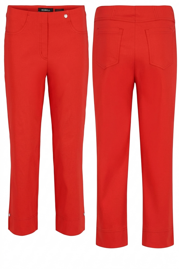 Robell Ladies Bella 07 53535 5499 3/4 Length Pull-On Trousers - 462 Tomato Red