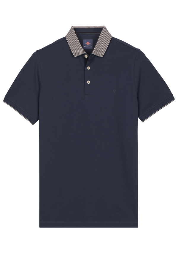 Bailys Menswear Men's Dark Denim Solid Piqué Modern Fit Polo Shirt 615210 67