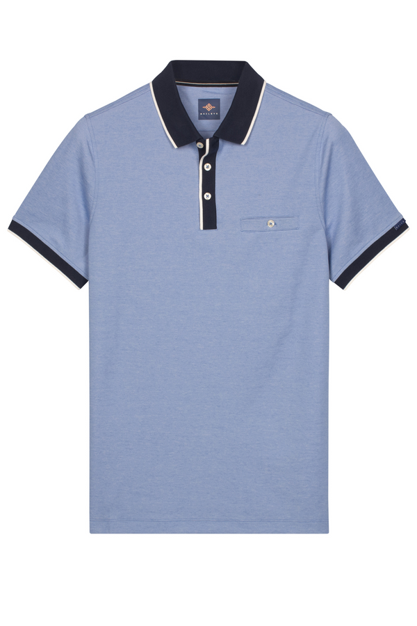 Bailys Menswear Men's Cloud Blue Modern Fit Polo Shirt with Chest Pocket 615273 65