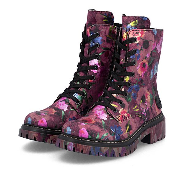 Rieker Antistress Floral Lace & Zip Ankle Boots – Purple Multi SKU 72627-92