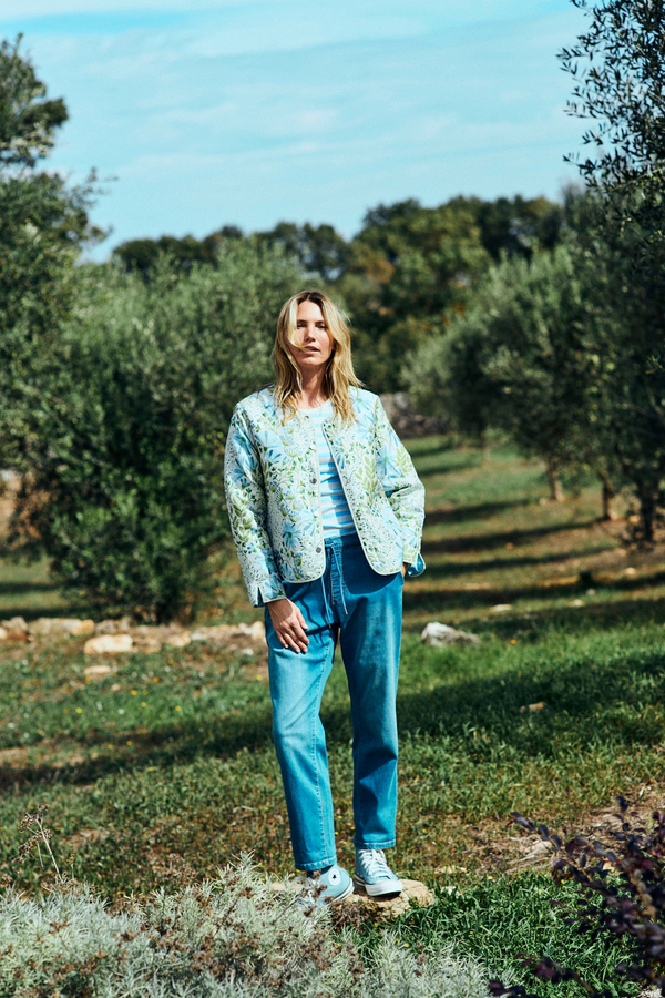 Freequent FQMARVIN 204304 Soft Denim Ankle Length Drawstring Pants in Blue