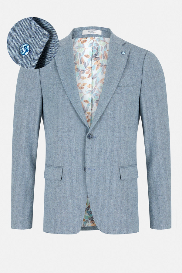 Benetti Enzo Navy Herringbone Blazer