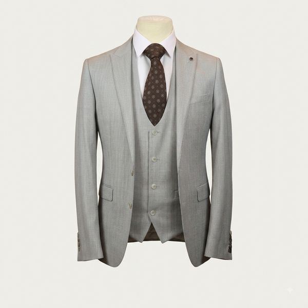 White Label Mens Slim Fit Silver Oliver 3-Piece Suit 84126 Light Grey