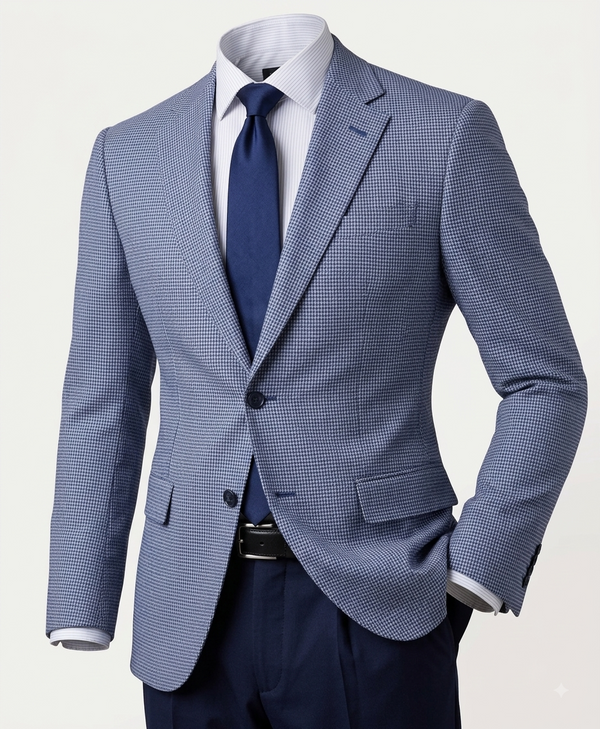White Label Mens Jasper Tapered Fit Blue Geo Houndstooth Blazer 85109