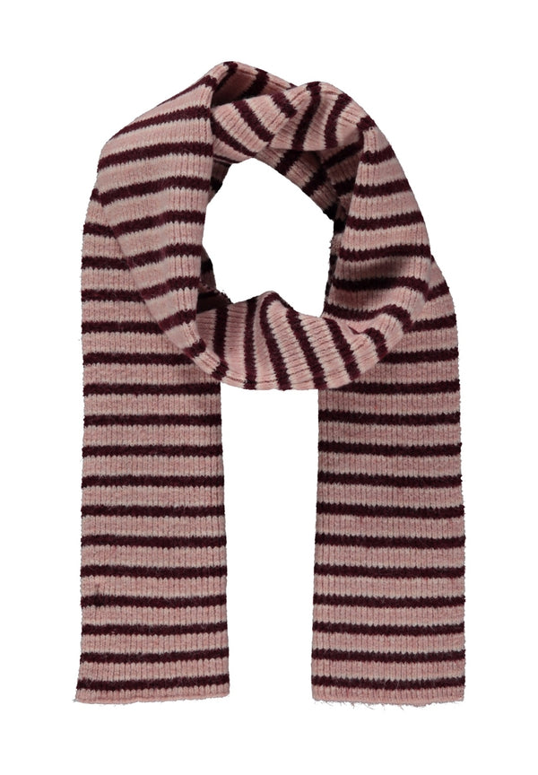 Hailys Su44rli Striped Ribbed Knit Scarf HFA62608034R - Rose / Burgundy
