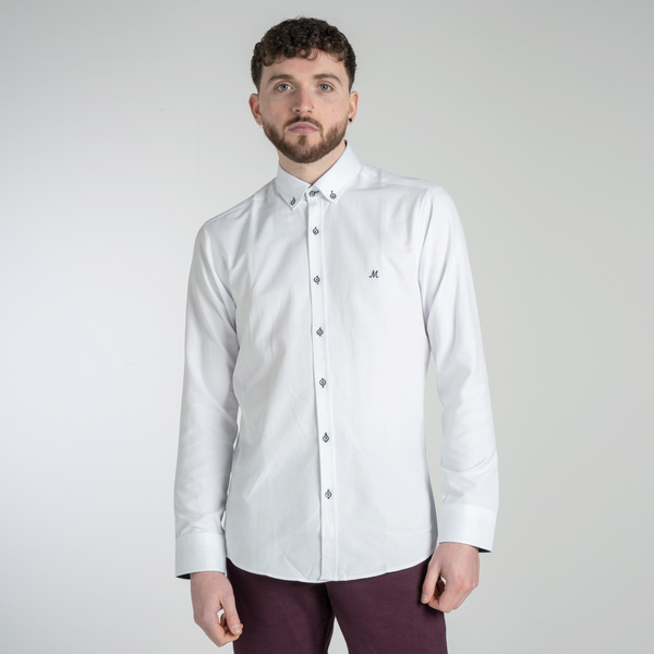 Mineral Lolland Oxford White Long Sleeve Button Down Shirt ML251114