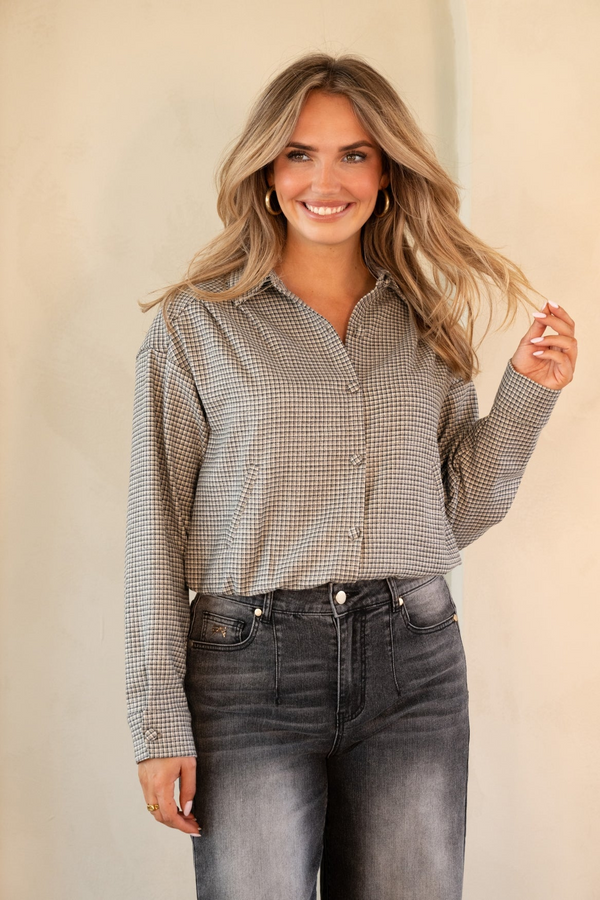 Kimara Sterre Checked Blouse Jacket Hybrid STERRE - Black/Beige