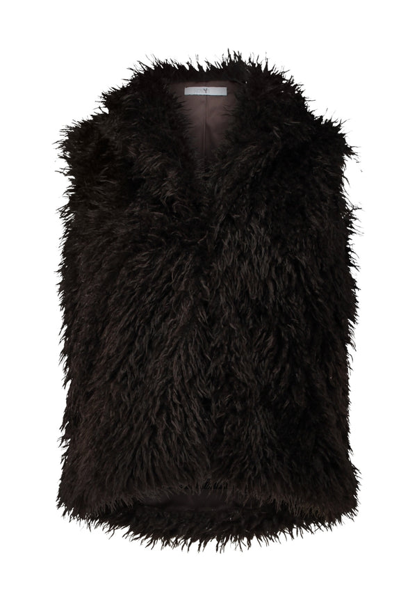 Hailys Fi44na Shaggy Faux Fur Gilet SUM-2601017 - Cocoa Brown