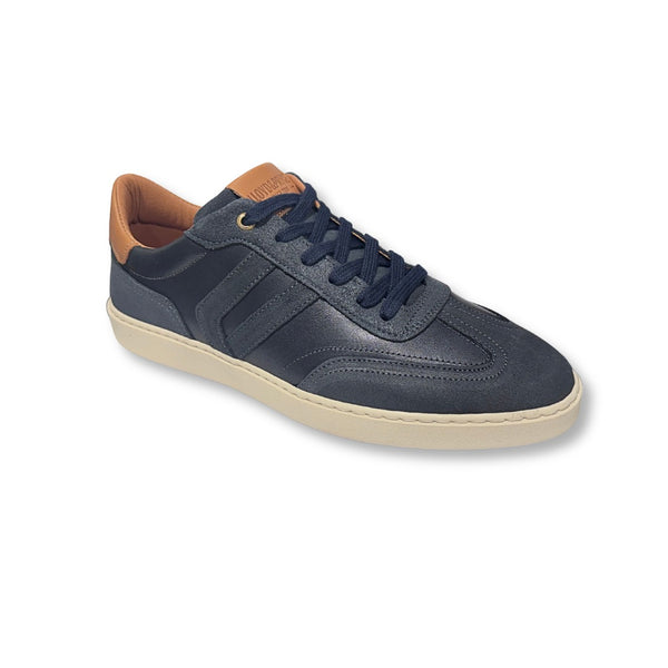 Tommy Bowe Storm Navy Leather Tizzano Trainers with Brown Accents LPRTIZZANO-STORM