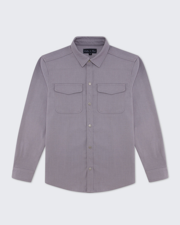 Walker & Hunt Mason Overshirt Grey Structured Mid-Weight Cotton Blend