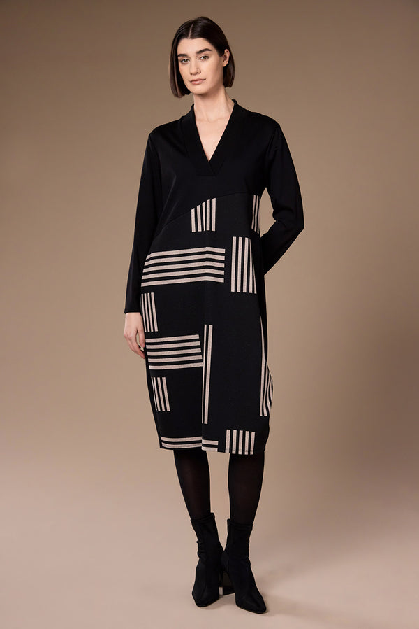 Peruzzi Alternate Stripe V-Neck Dress W26137