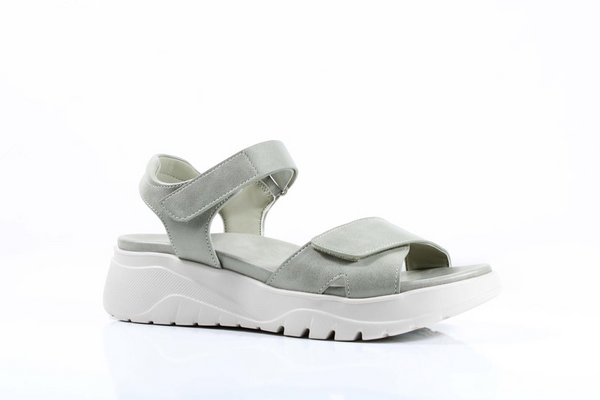P. Comfort Light Green Velcro 2-Strap Chunky Low Wedge Sandals WW1684