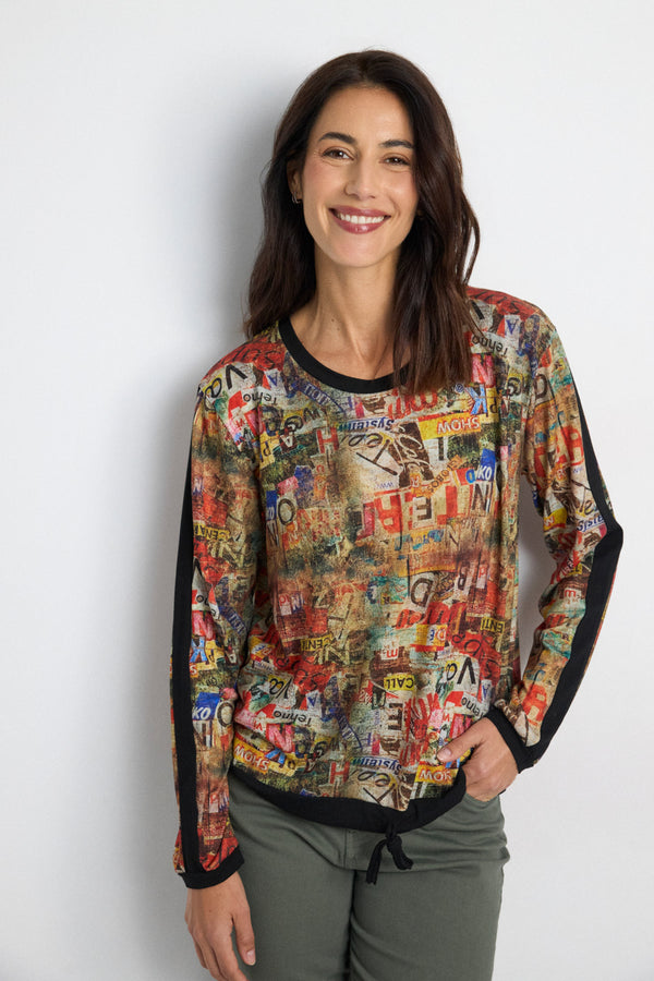 Tinta Yareli Multicolour Typography Print Long Sleeve Top