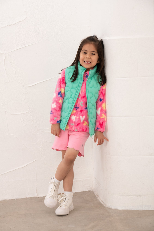 Lighthouse Girls Amber Floral Quilted Gilet in Tiffany Teal